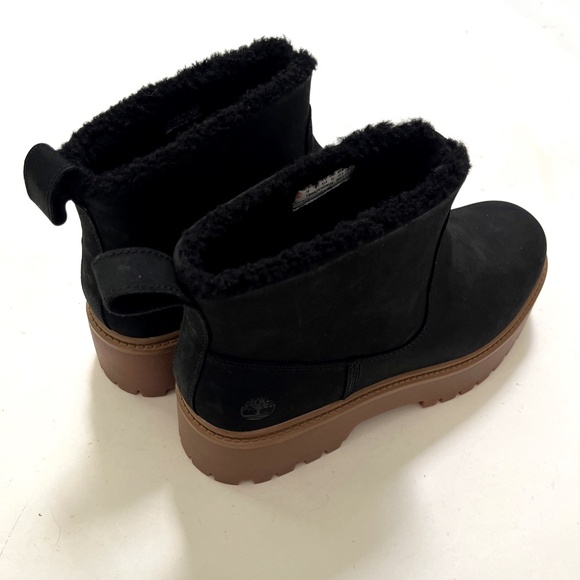 NWOB Timberland Stone Street Mid Faux Fur Black Nubuck Ankle Boots Size 10 - Picture 6 of 10